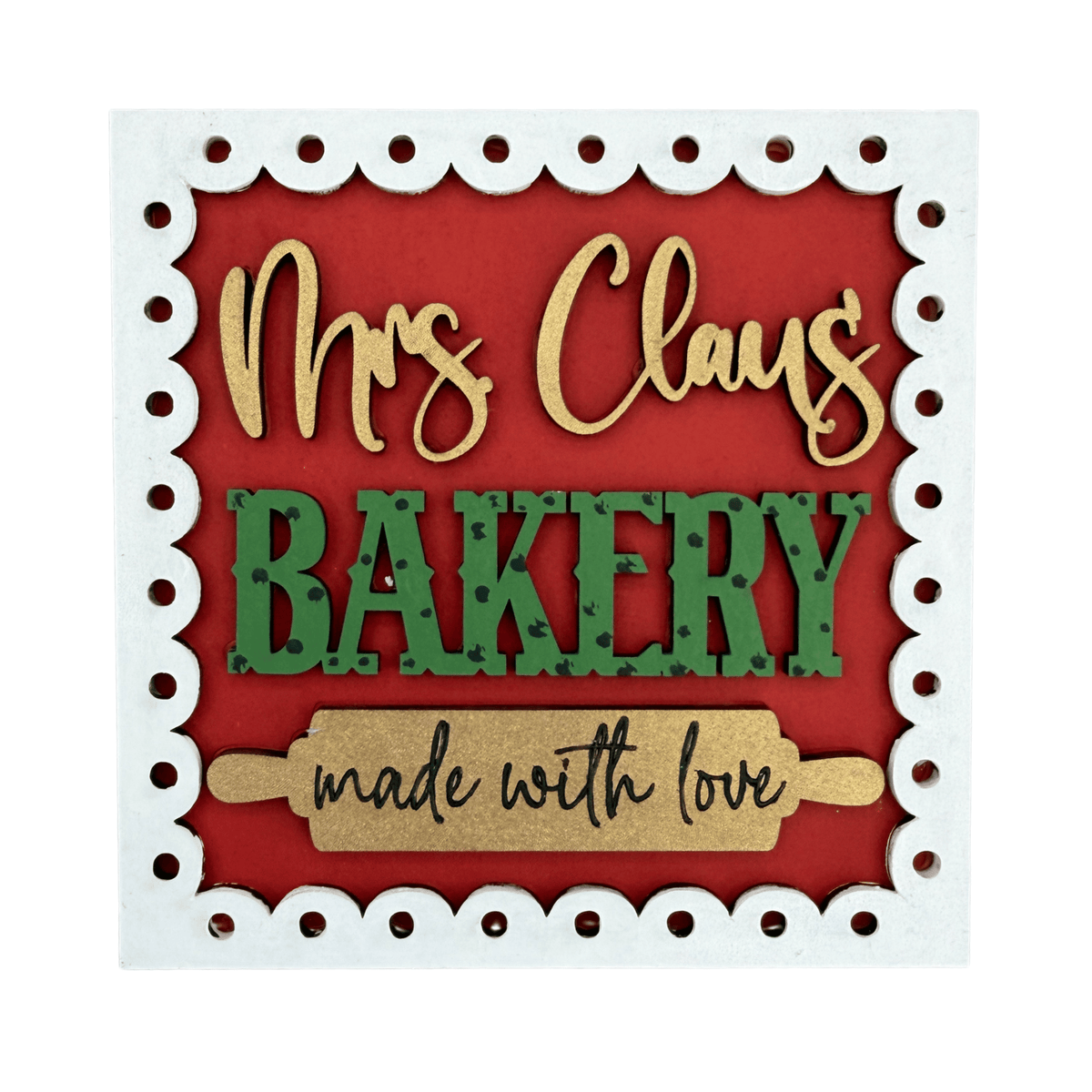 Mrs Claus Bakery Interchangeable Sign | 4.25 Inch DIY Unfinished Wood Craft