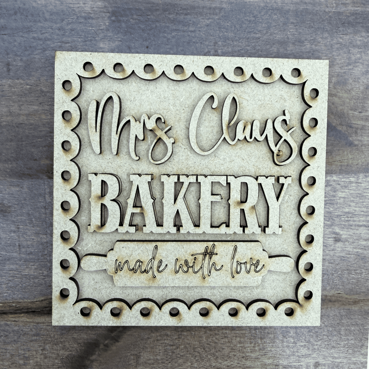 Mrs Claus Bakery Interchangeable Sign | 4.25 Inch DIY Unfinished Wood Craft