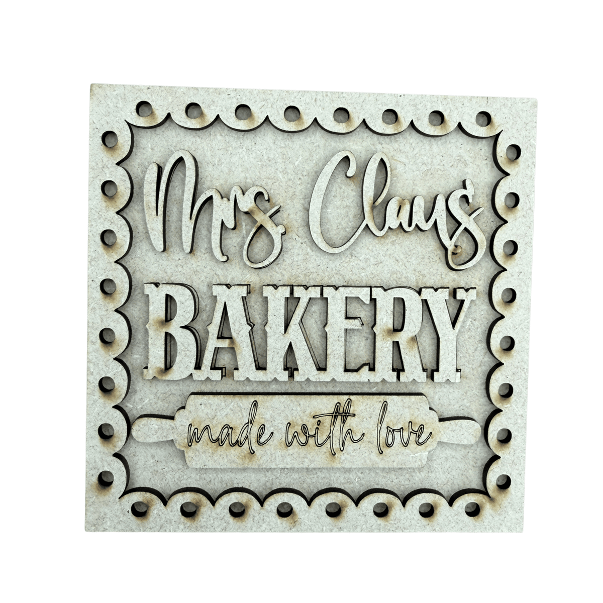 Mrs Claus Bakery Interchangeable Sign | 4.25 Inch DIY Unfinished Wood Craft