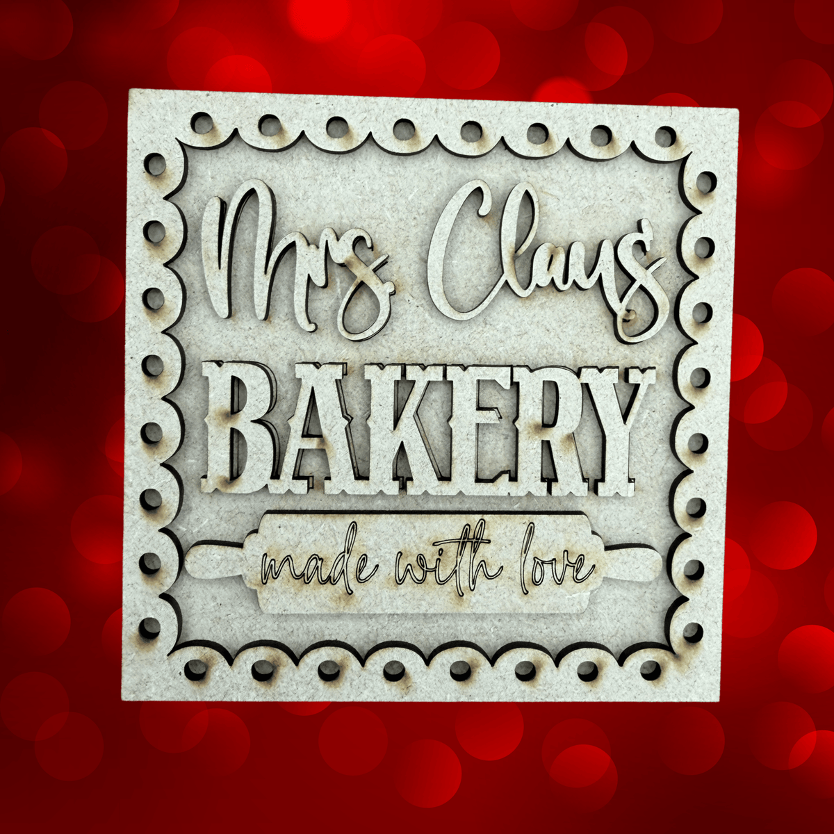 Mrs Claus Bakery Interchangeable Sign | 4.25 Inch DIY Unfinished Wood Craft