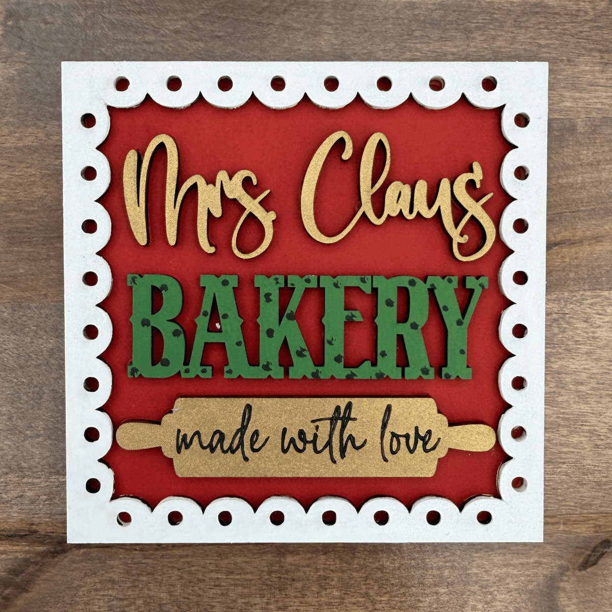 Mrs Claus Bakery Interchangeable Sign | 4.25 Inch DIY Unfinished Wood Craft
