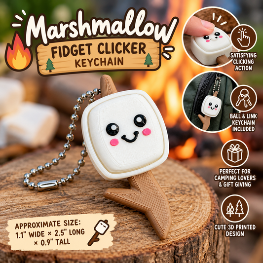marshmallow campfire fidget keychain 3d printed