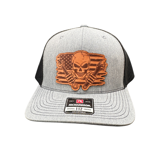 Mechanic Skull with American Flag Hat