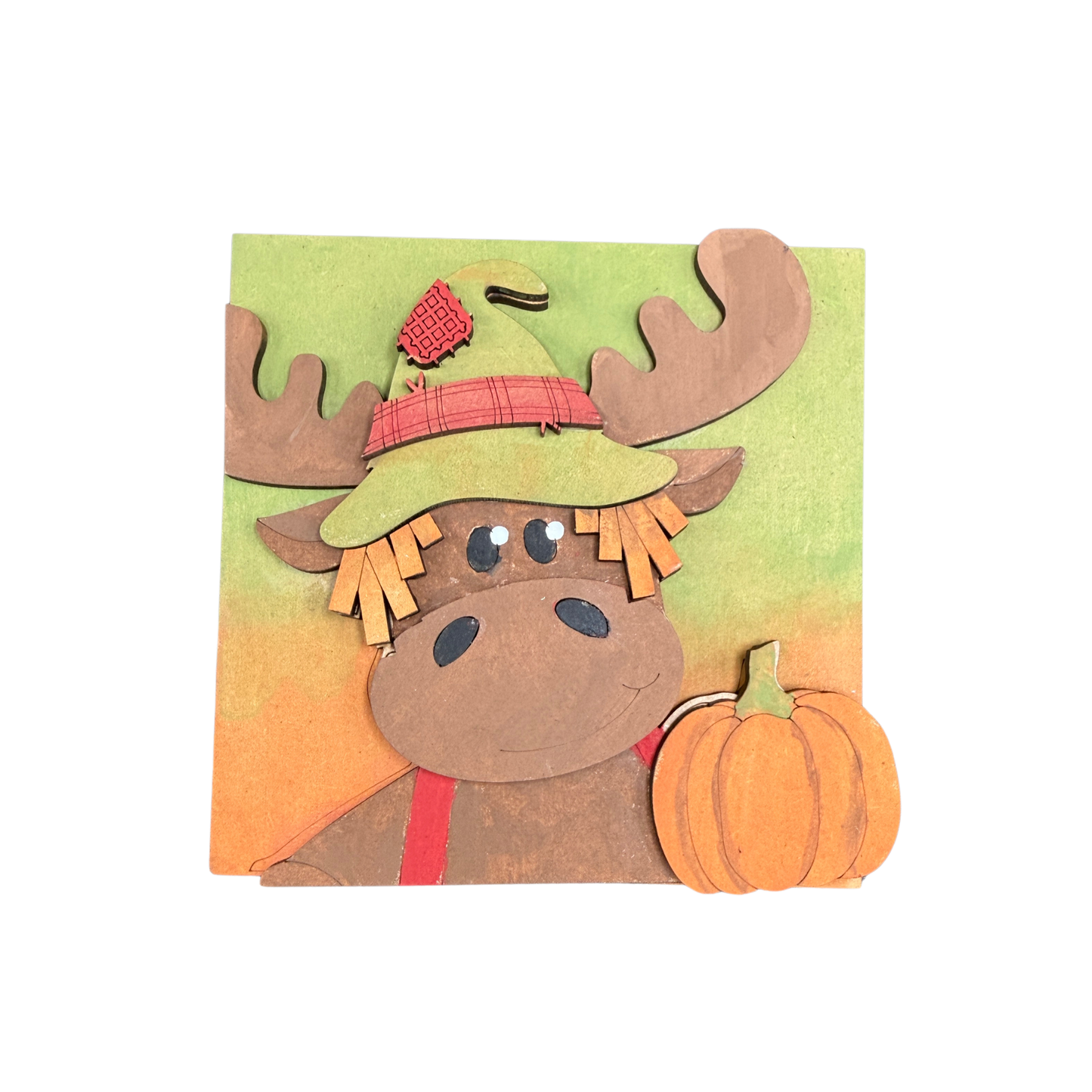 Moose Scarecrow 4.25" x 4.25" Wood Sign Interchangeable DIY Craft Kit