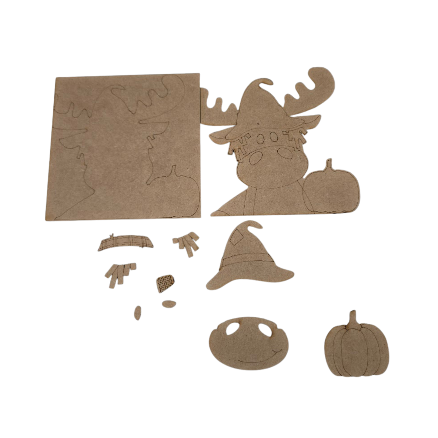 Moose Scarecrow 4.25" x 4.25" Wood Sign Interchangeable DIY Craft Kit