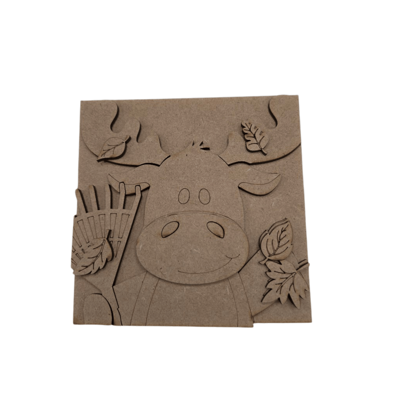 Moose with Rake 4.25x4.25 Interchangeable Sign DIY Craft Kit