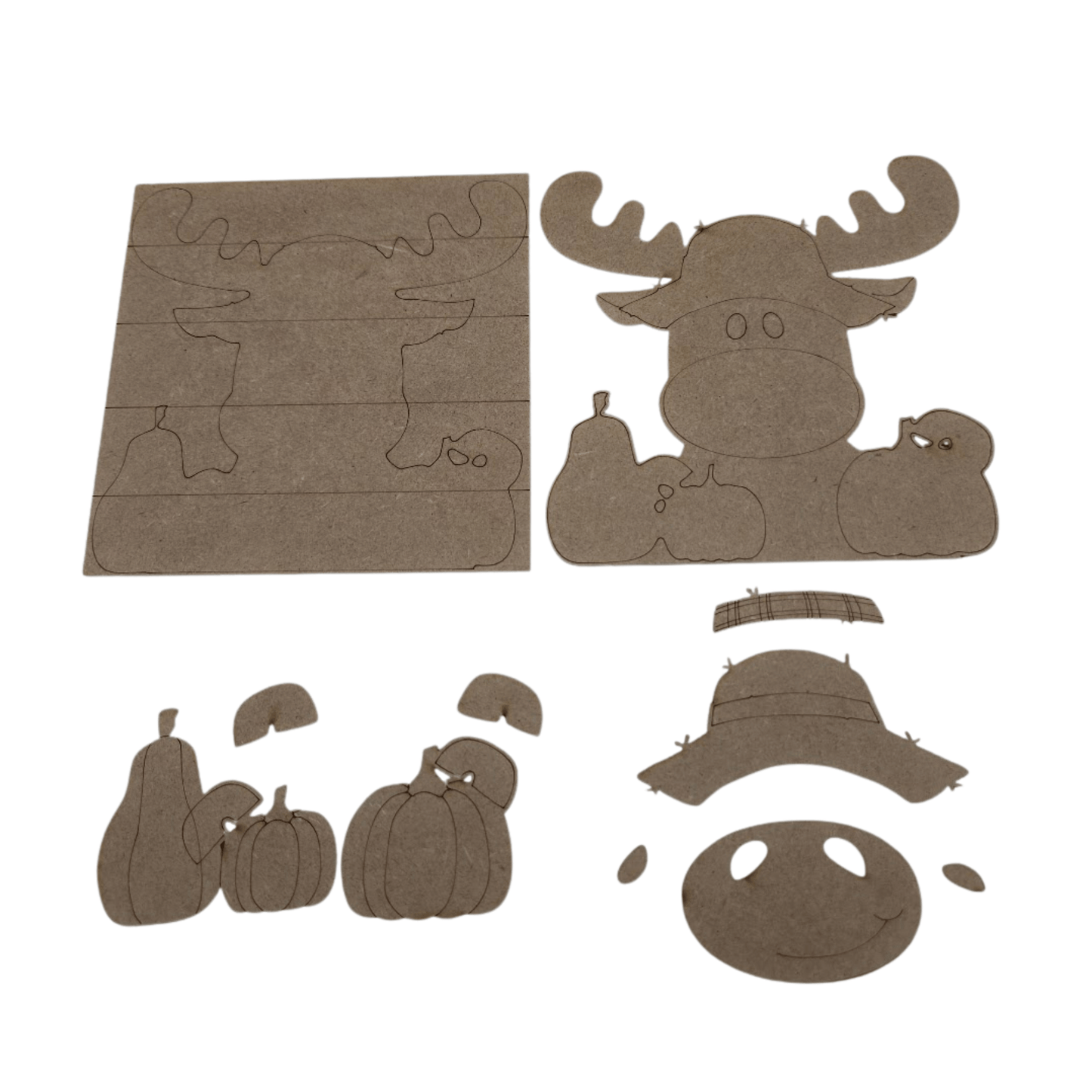 Moose with Hat 4.25" x 4.25" Interchangeable Wood Sign DIY Craft Paint Kit