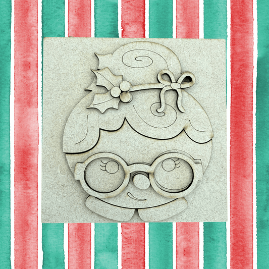 Mrs Claus Paint Project Sign |4.25 Inch Square DIY Christmas Insert for Interchangeable Frames
