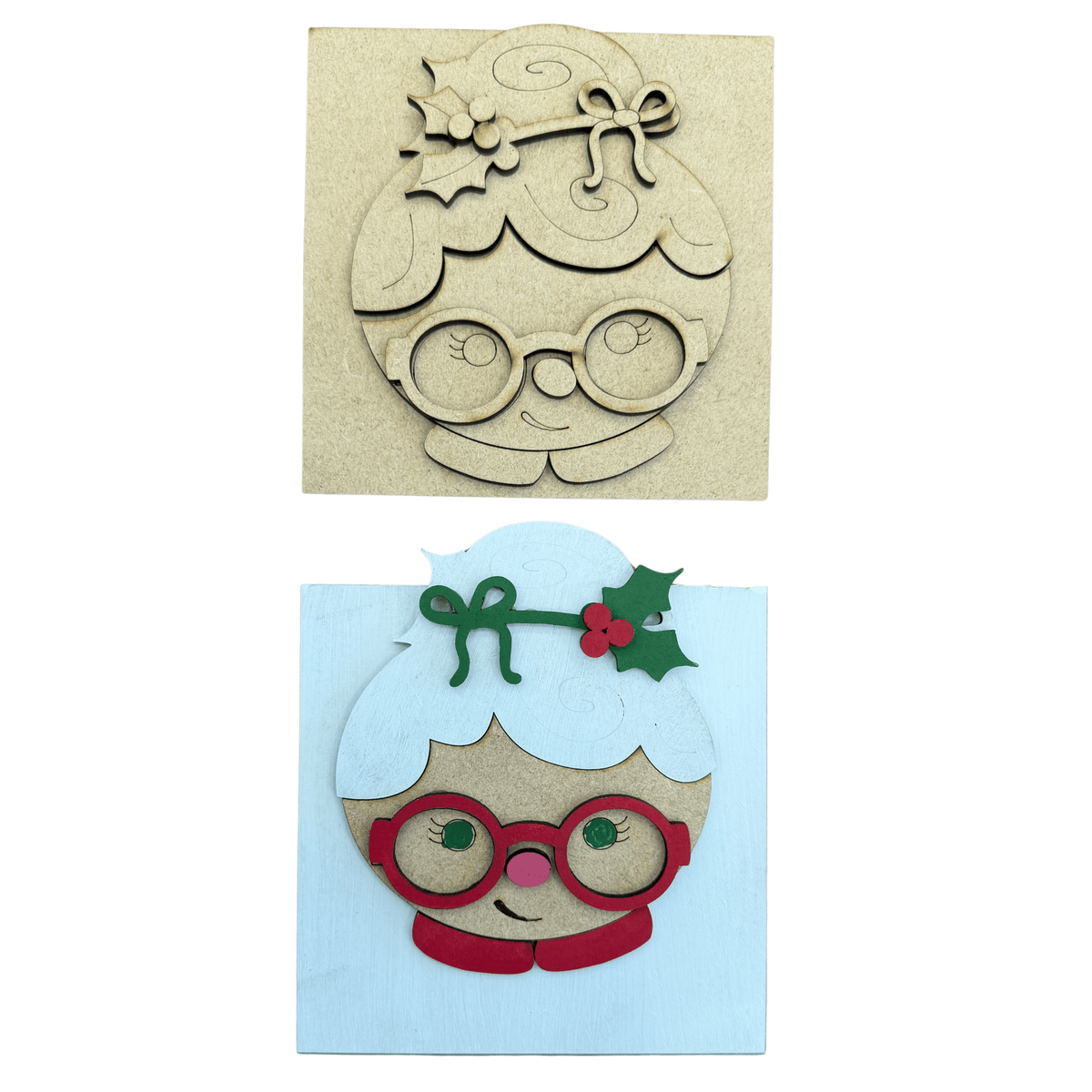 Mrs Claus Paint Project Sign |4.25 Inch Square DIY Christmas Insert for Interchangeable Frames