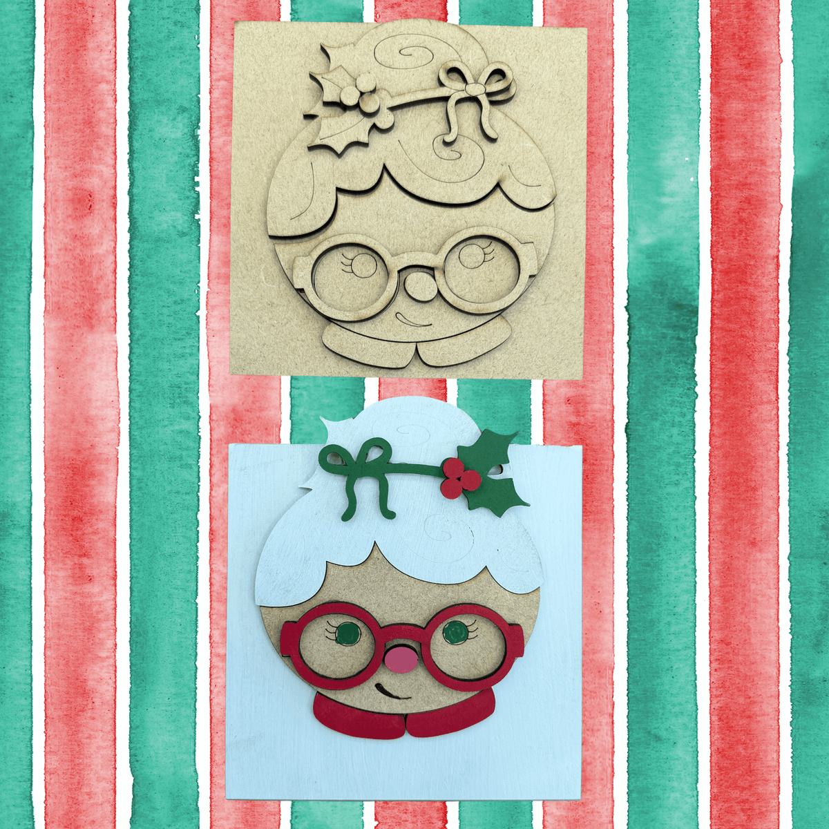 Mrs Claus Paint Project Sign |4.25 Inch Square DIY Christmas Insert for Interchangeable Frames