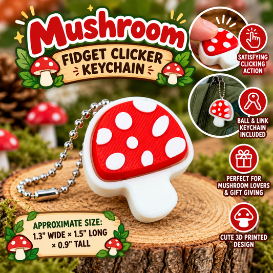 Mushroom Fidget Clicker Keychain