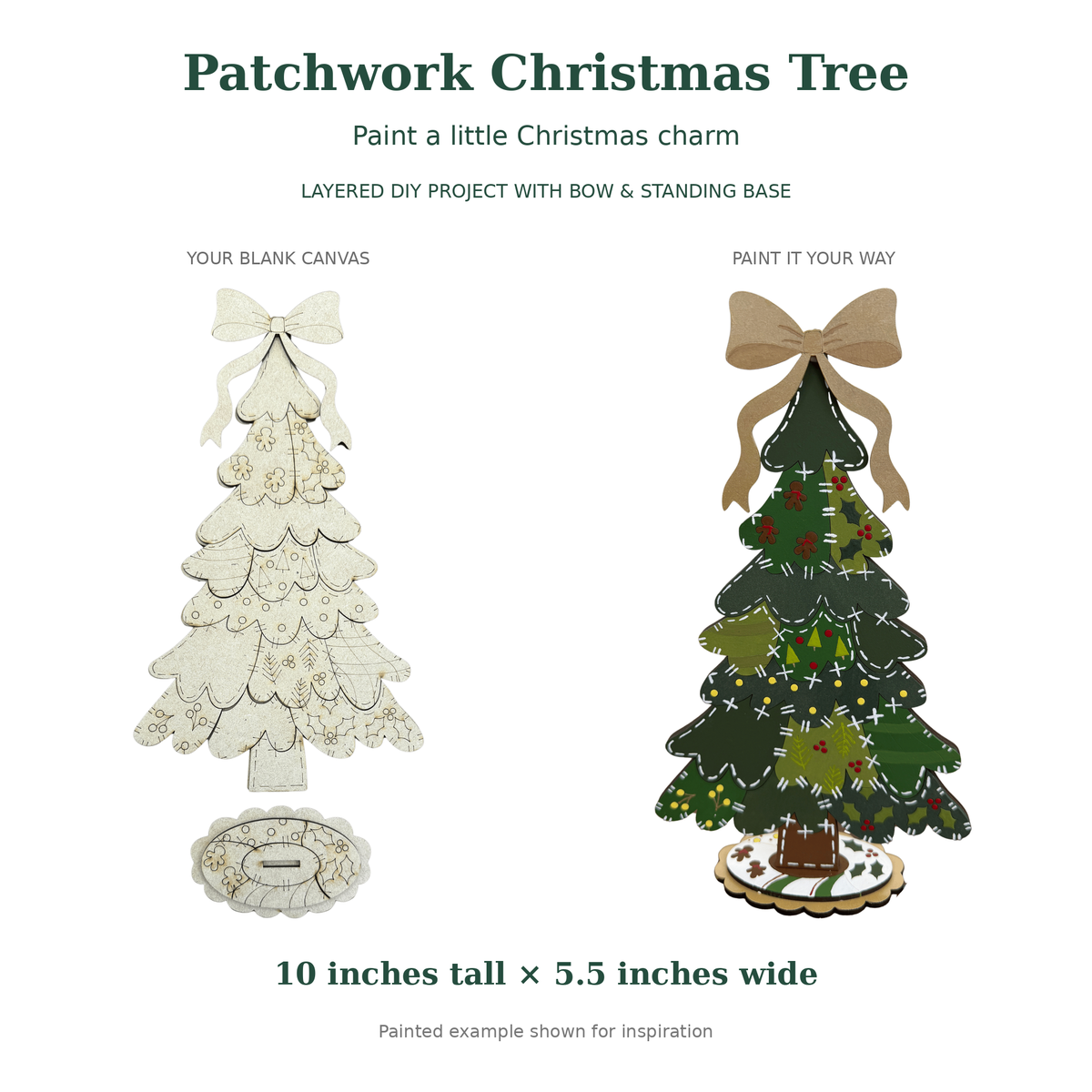 DIY Patchwork Christmas Tree | Layered Standing Tree with Bow