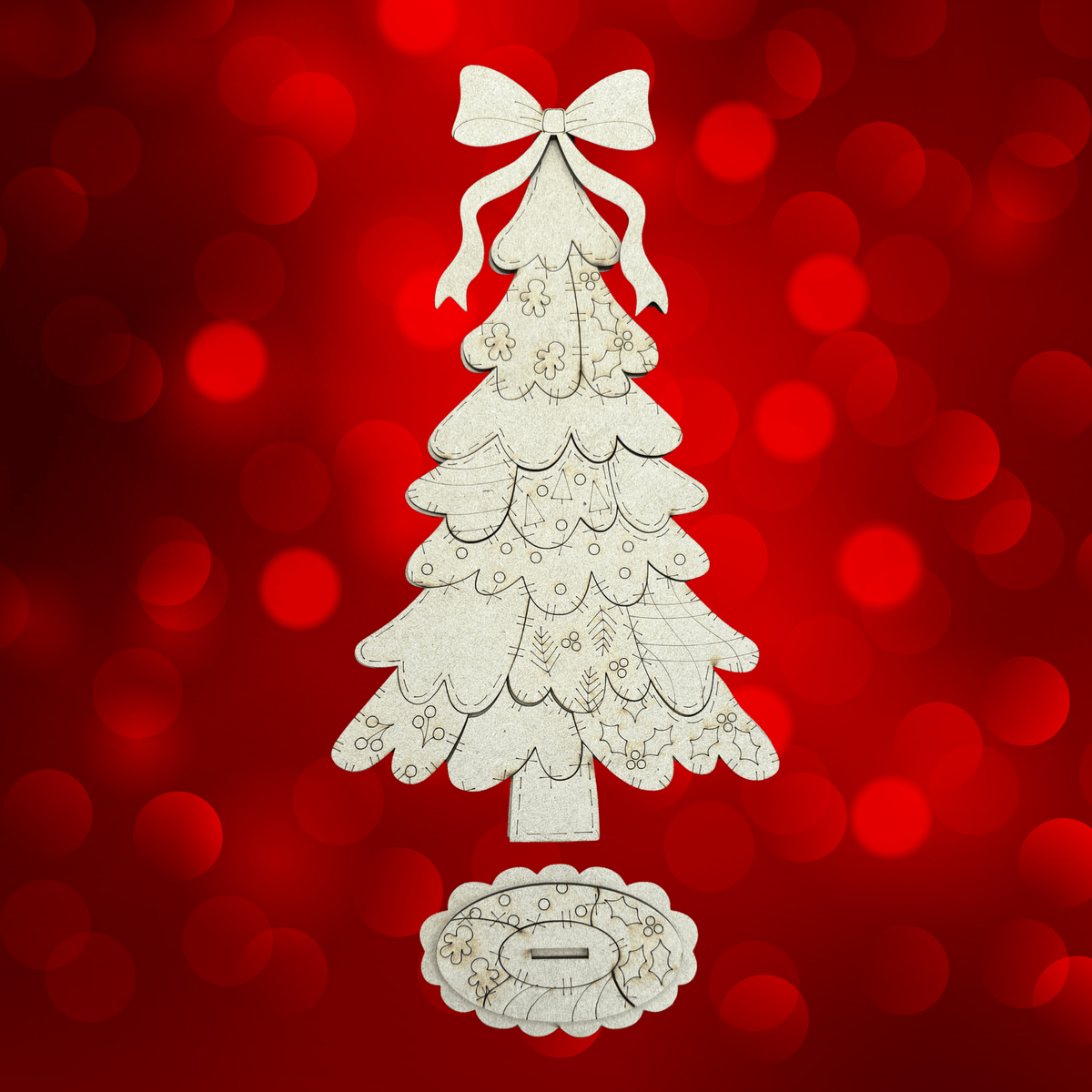 DIY Patchwork Christmas Tree | Layered Standing Tree with Bow