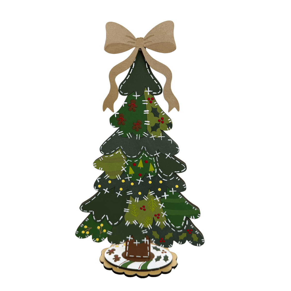 DIY Patchwork Christmas Tree | Layered Standing Tree with Bow