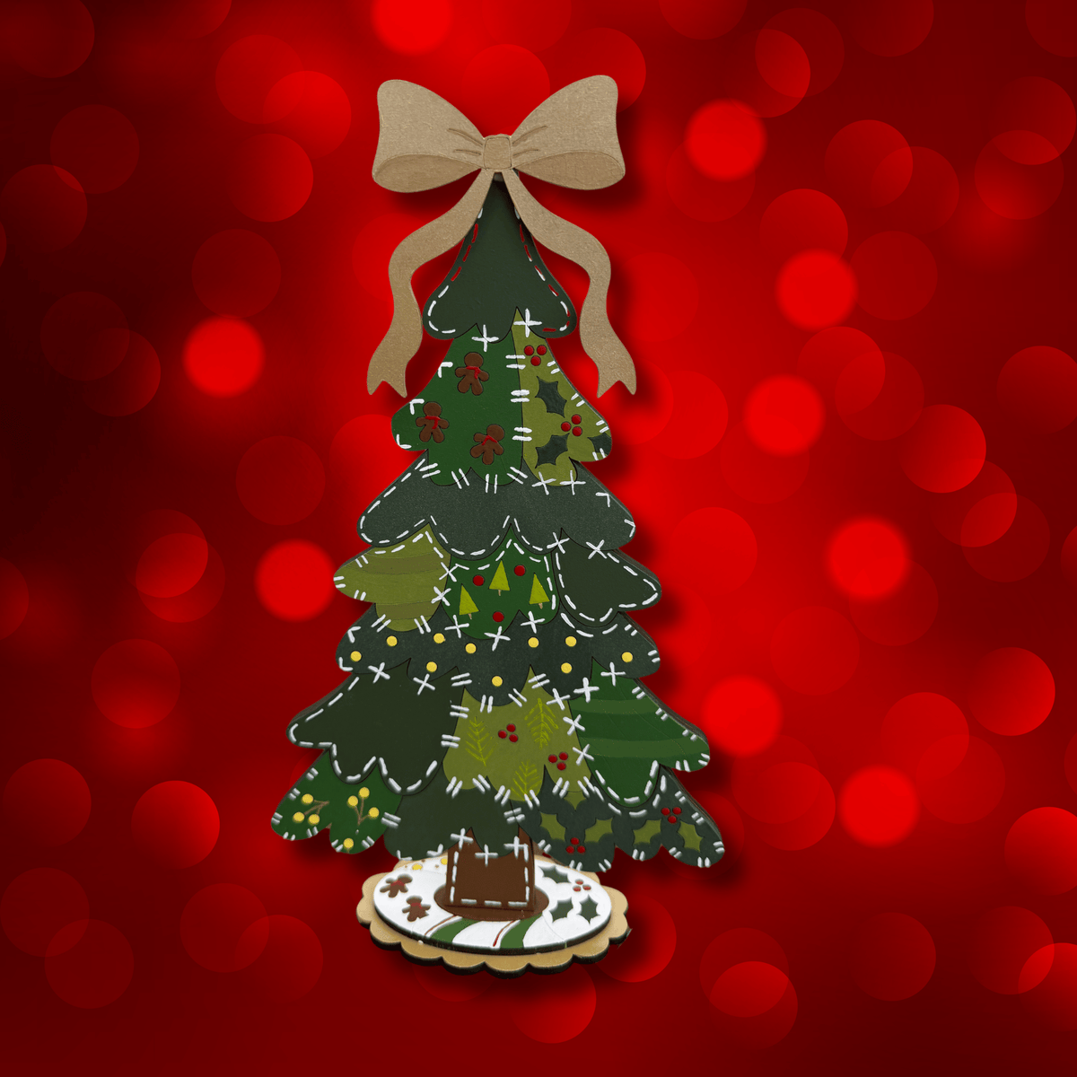 DIY Patchwork Christmas Tree | Layered Standing Tree with Bow