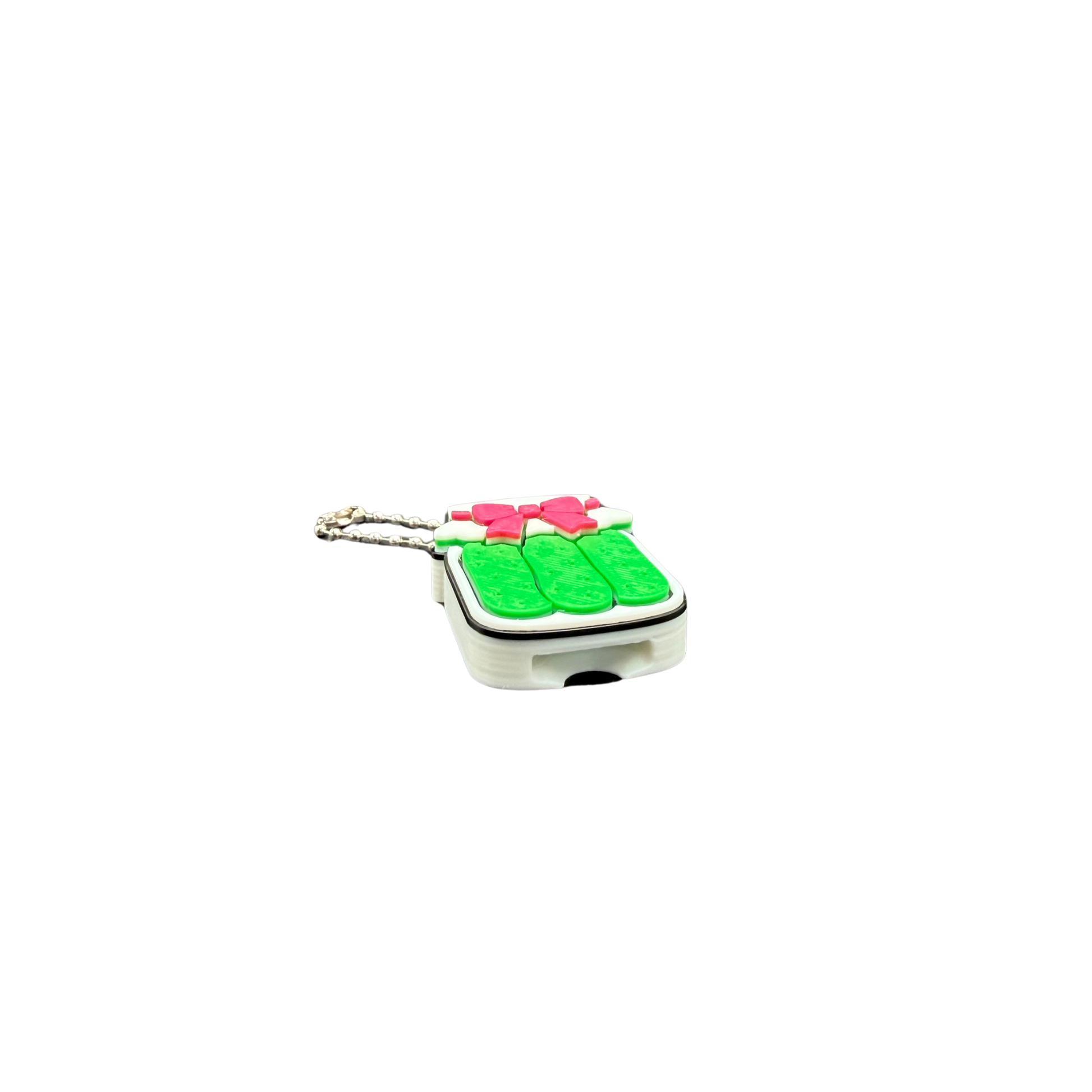 Pickle jar with bow can opener keychain