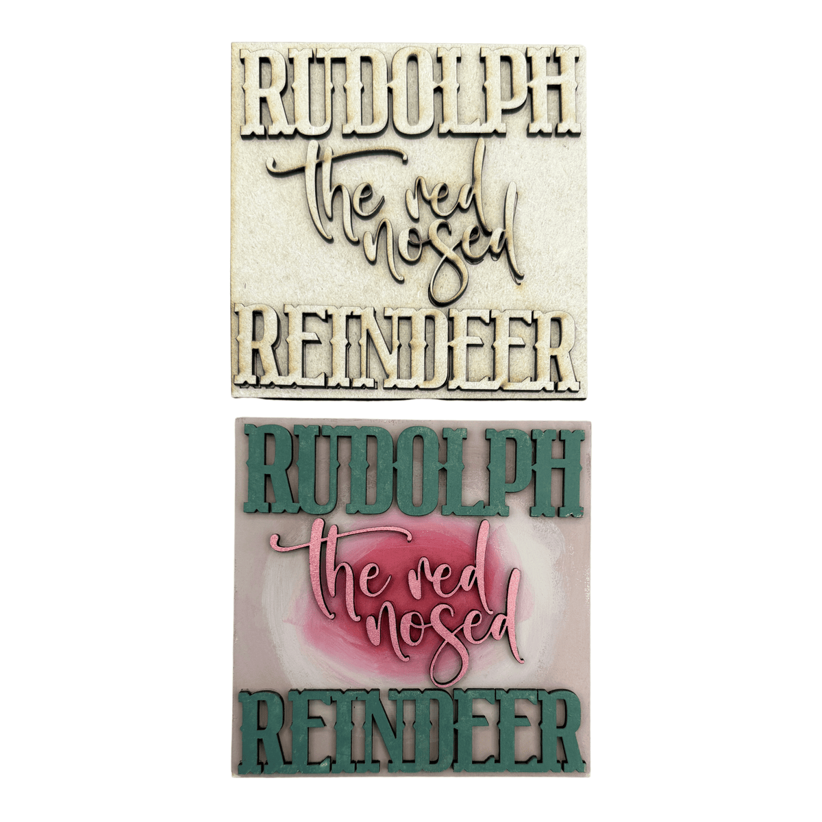 Rudolph Christmas Project Sign Insert | 4.25 Inch Square DIY Paint Project