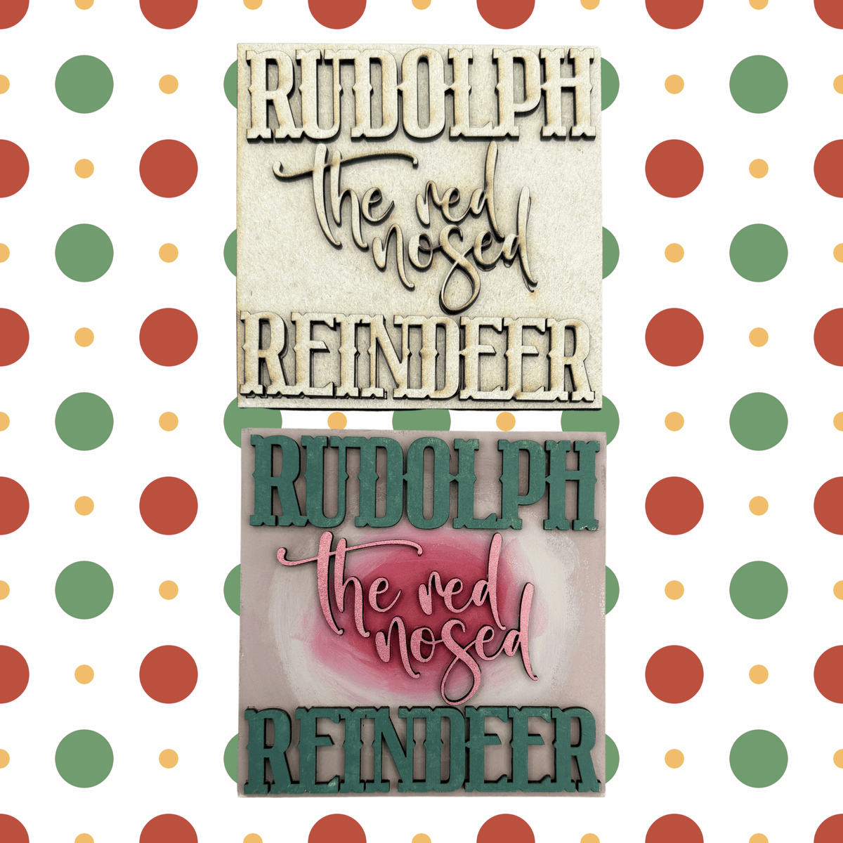 Rudolph Christmas Project Sign Insert | 4.25 Inch Square DIY Paint Project