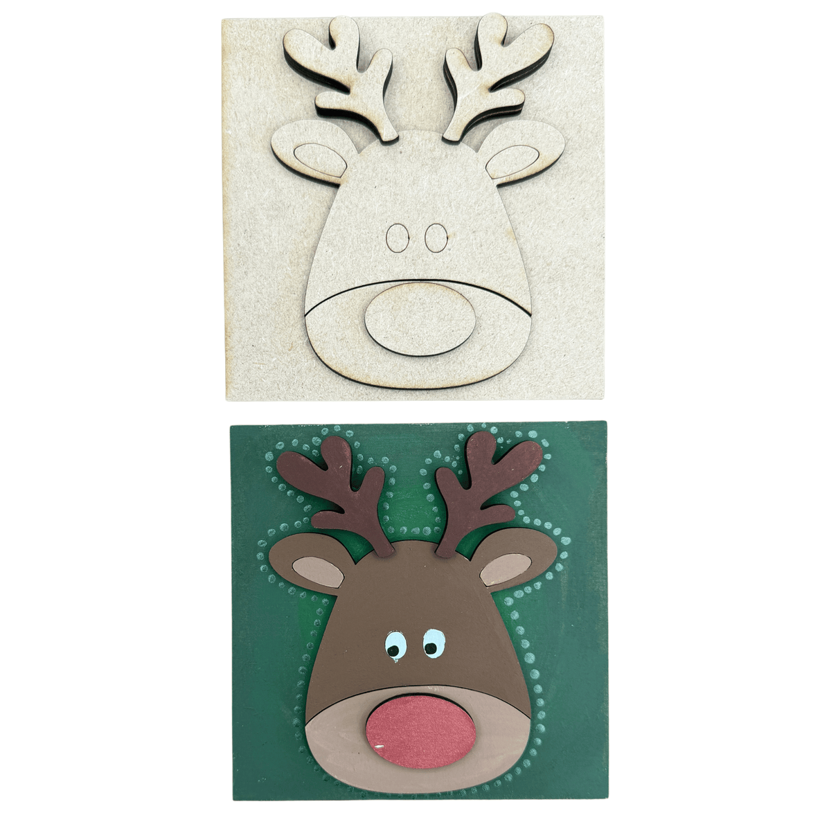 before and after reindeer paint project