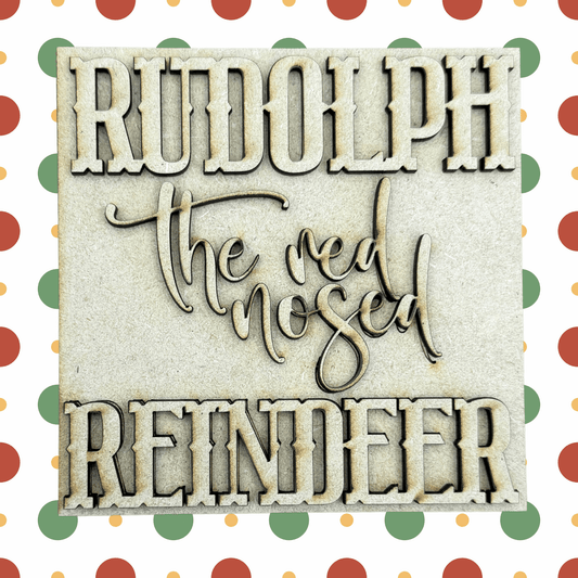 Rudolph Christmas Project Sign Insert | 4.25 Inch Square DIY Paint Project