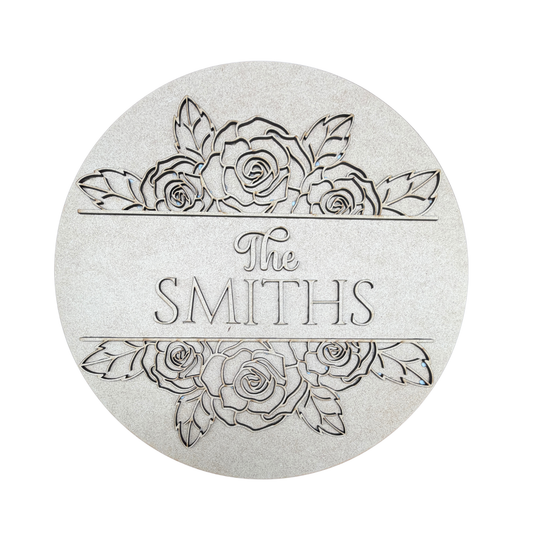 Roses Split Personalized Family Name Sign