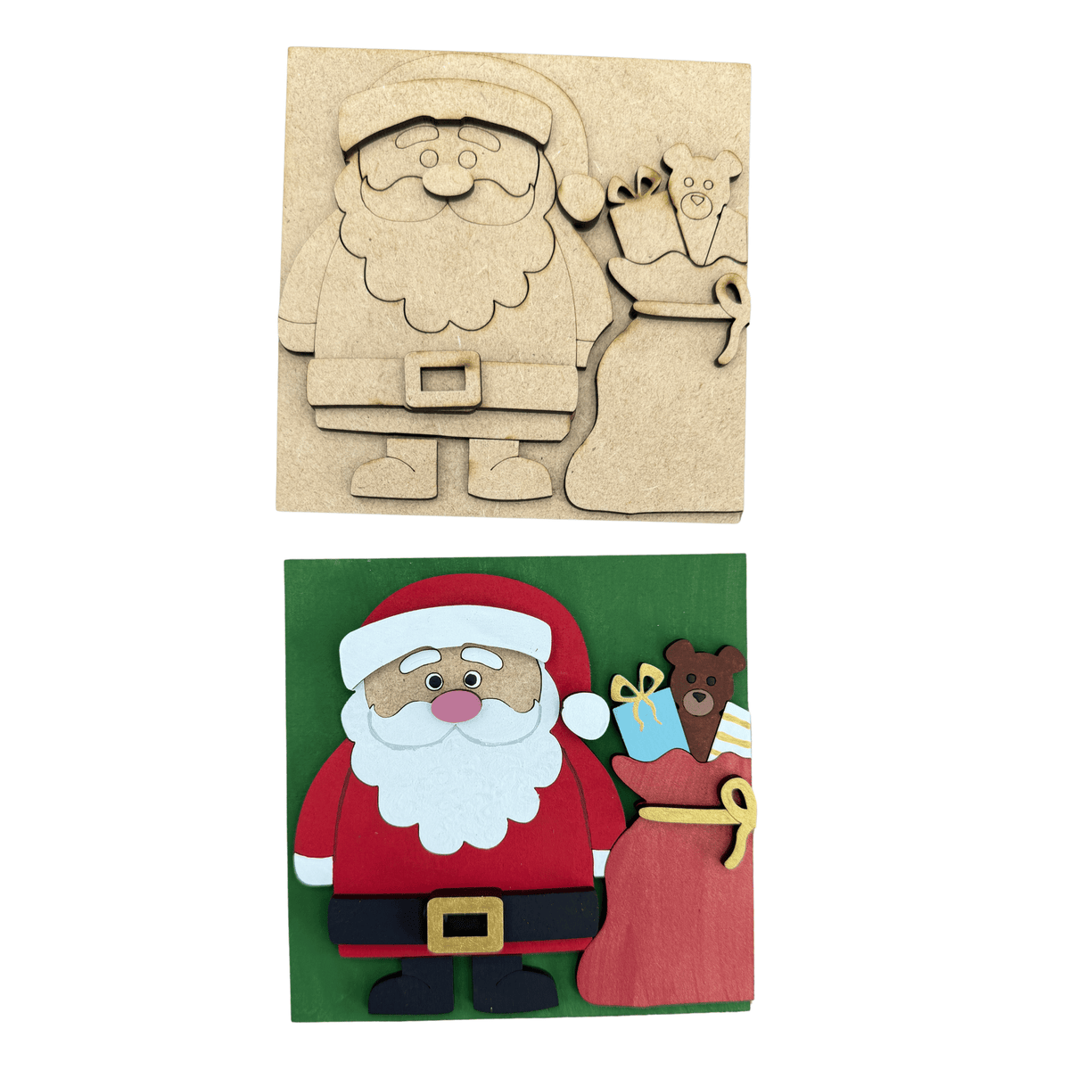 Santa Claus with Gift Sack Interchangeable Sign | 4.25 Inch DIY Unfinished Wood Craft