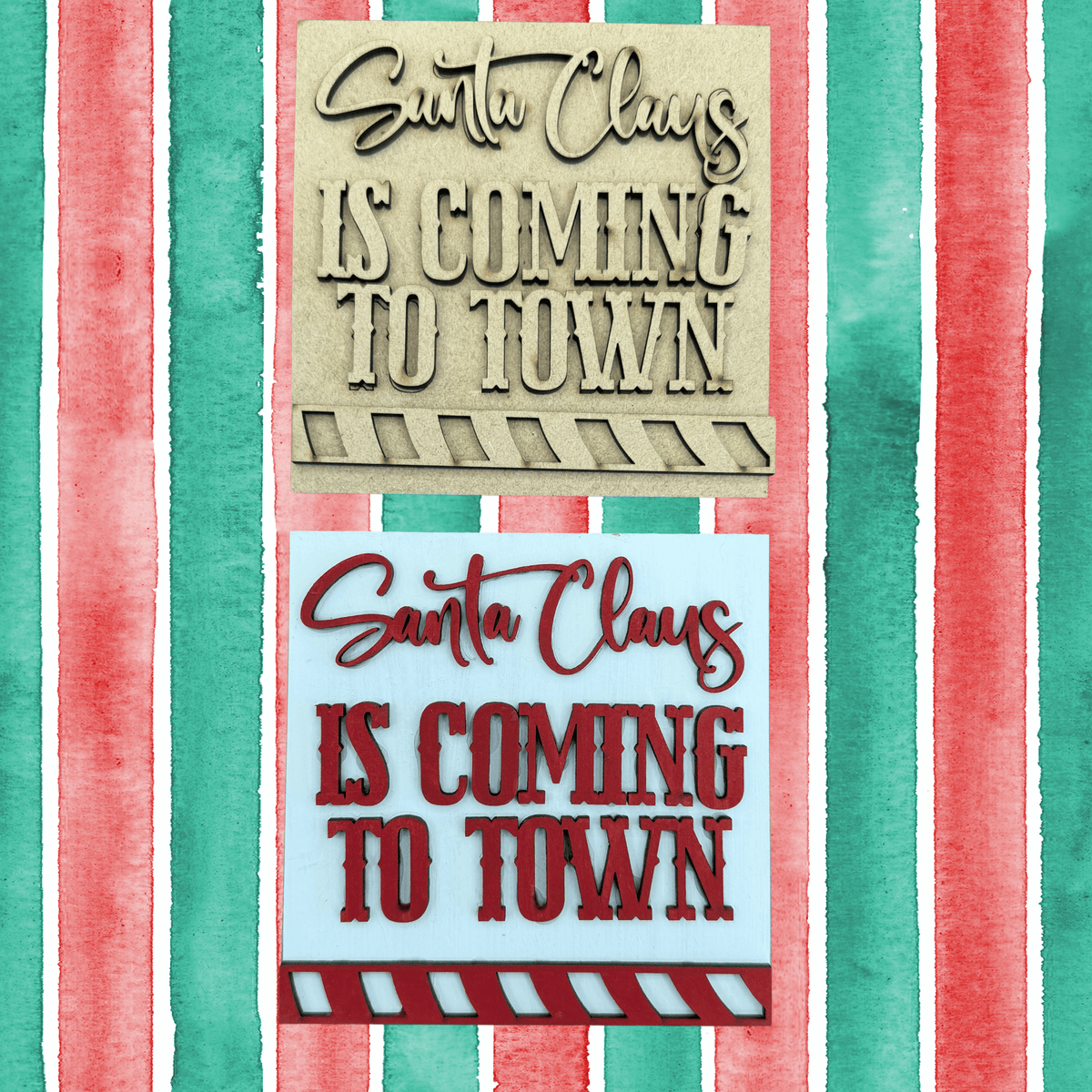Santa Claus Is Coming to Town Sign Paint Project, 4.25 Inch Square DIY Christmas Decor