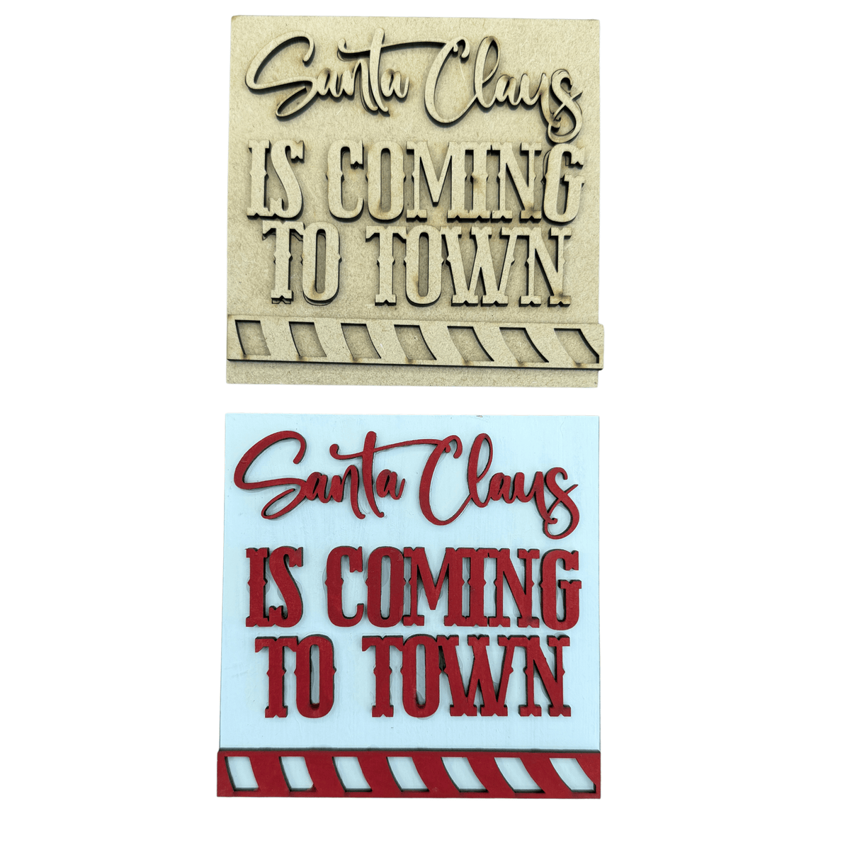 Santa Claus Is Coming to Town Sign Paint Project, 4.25 Inch Square DIY Christmas Decor