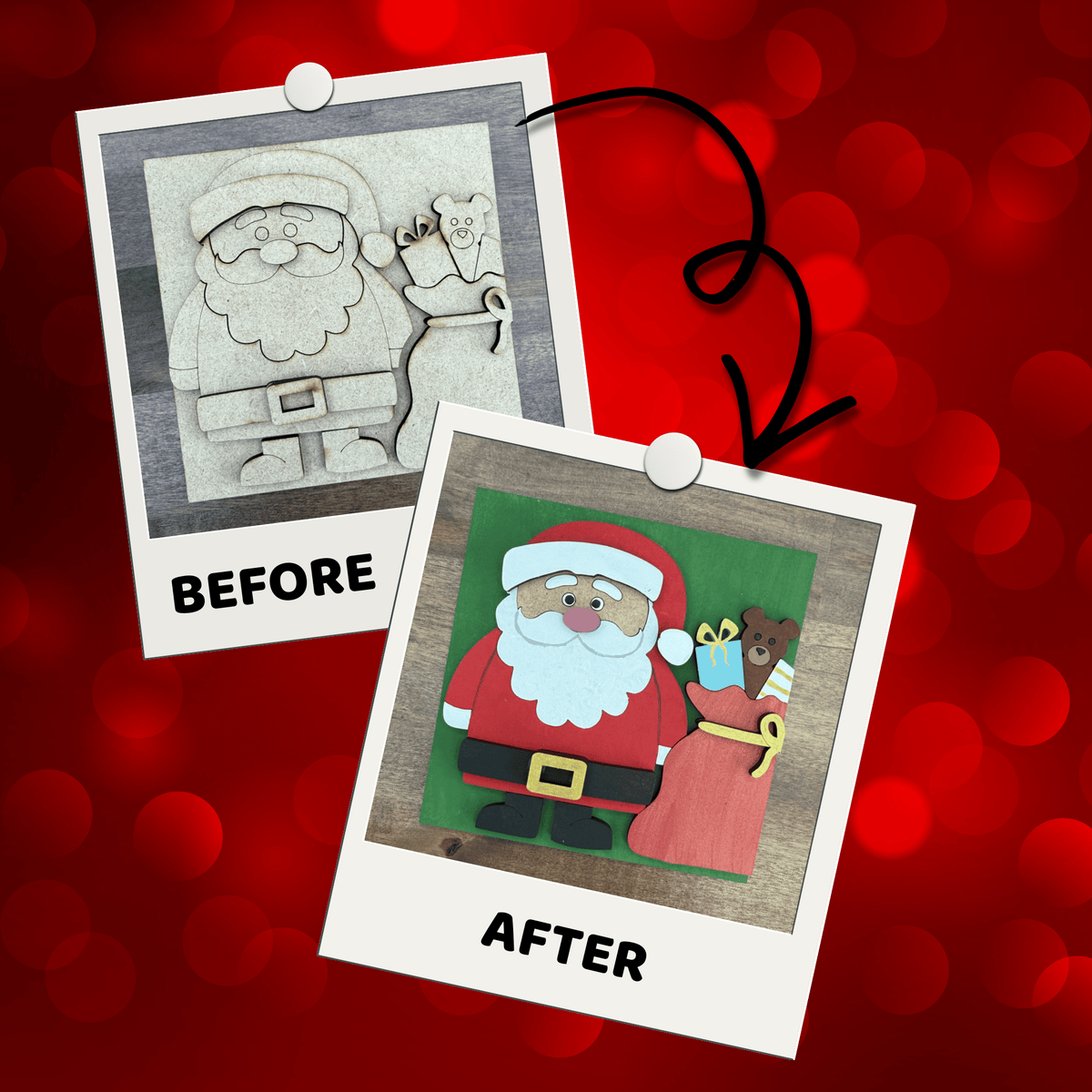 Santa Claus with Gift Sack Interchangeable Sign | 4.25 Inch DIY Unfinished Wood Craft