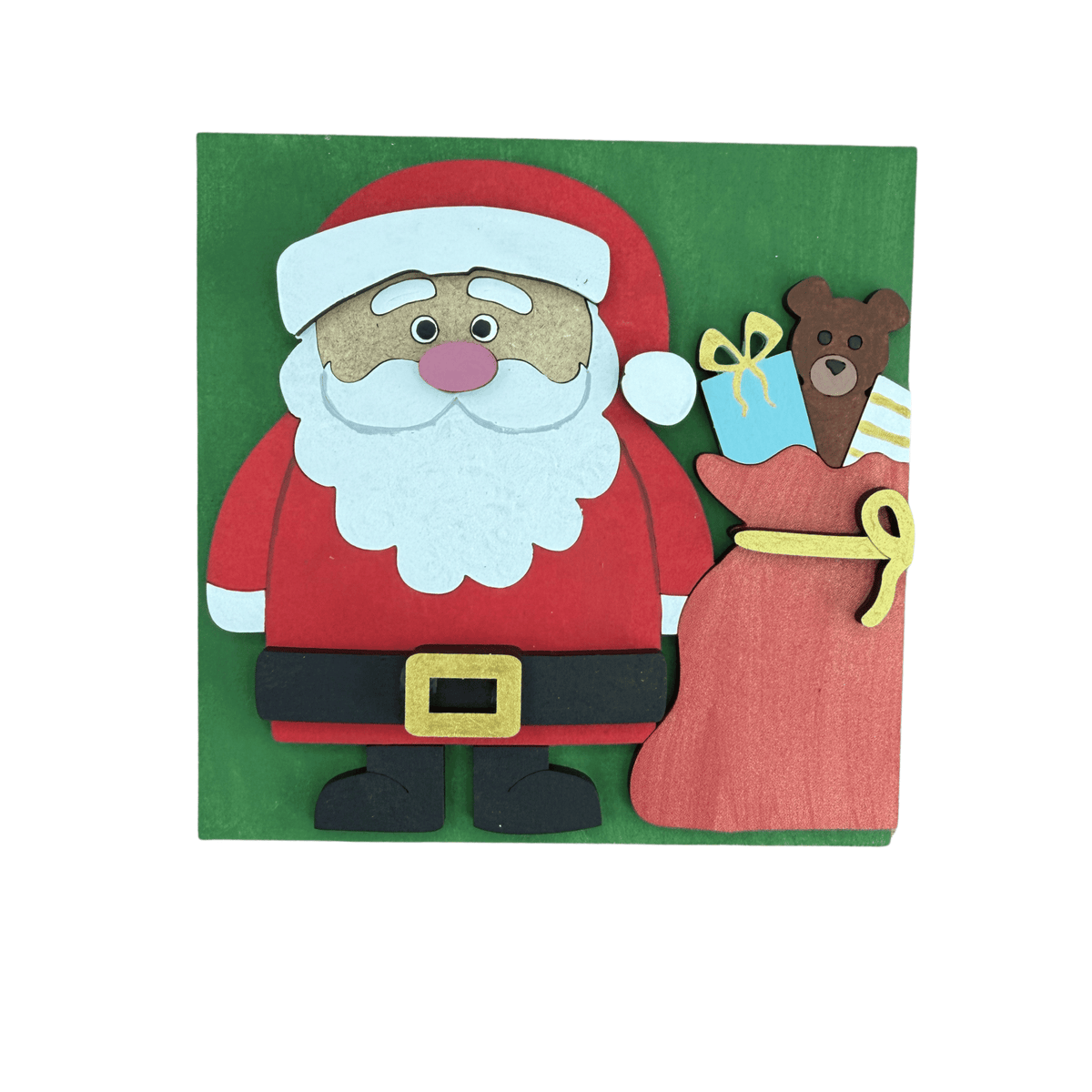 Santa Claus with Gift Sack Interchangeable Sign | 4.25 Inch DIY Unfinished Wood Craft