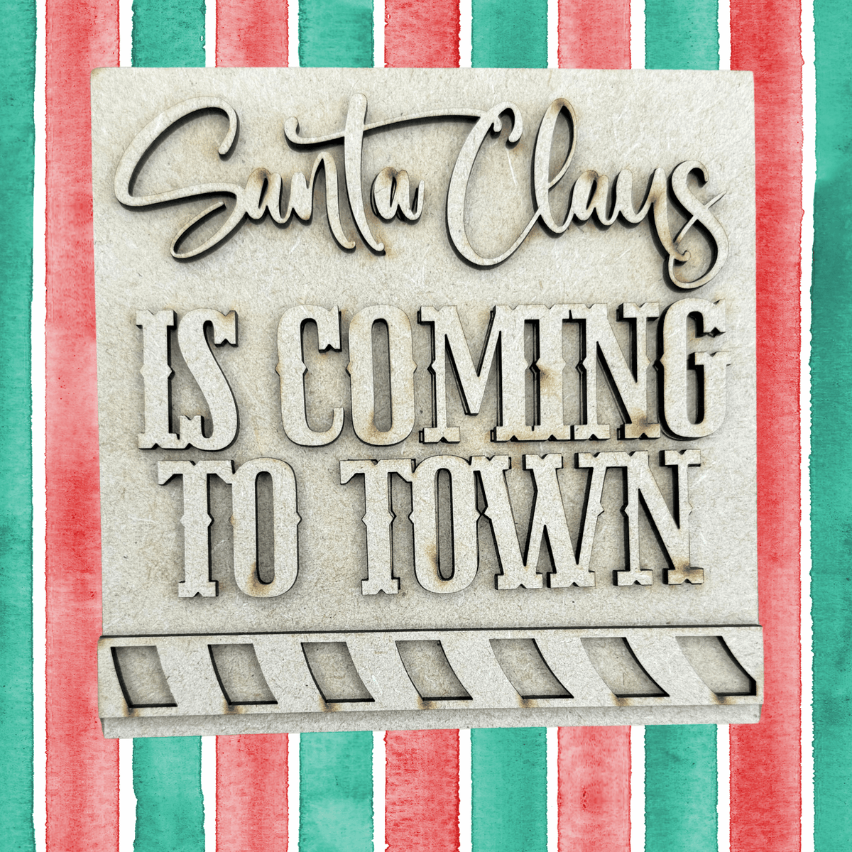 Santa Claus Is Coming to Town Sign Paint Project, 4.25 Inch Square DIY Christmas Decor