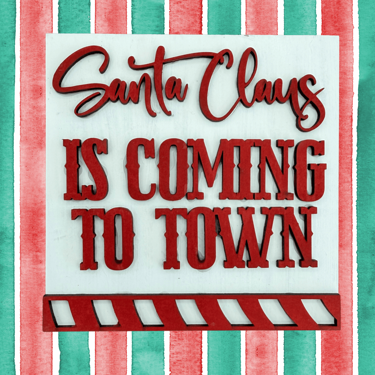 Santa Claus Is Coming to Town Sign Paint Project, 4.25 Inch Square DIY Christmas Decor