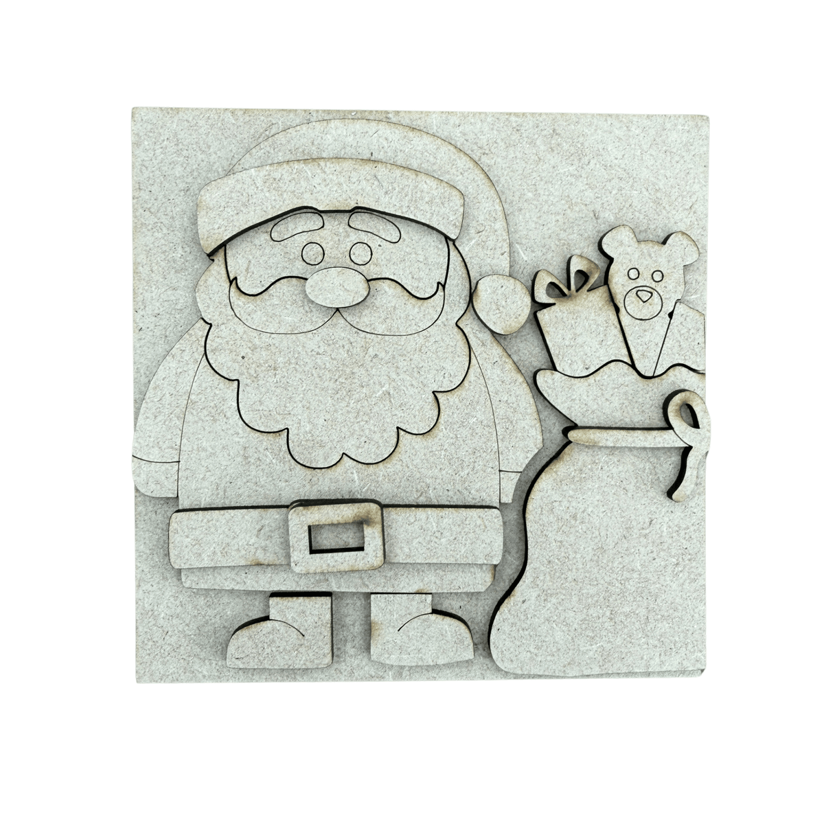 Santa Claus with Gift Sack Interchangeable Sign | 4.25 Inch DIY Unfinished Wood Craft