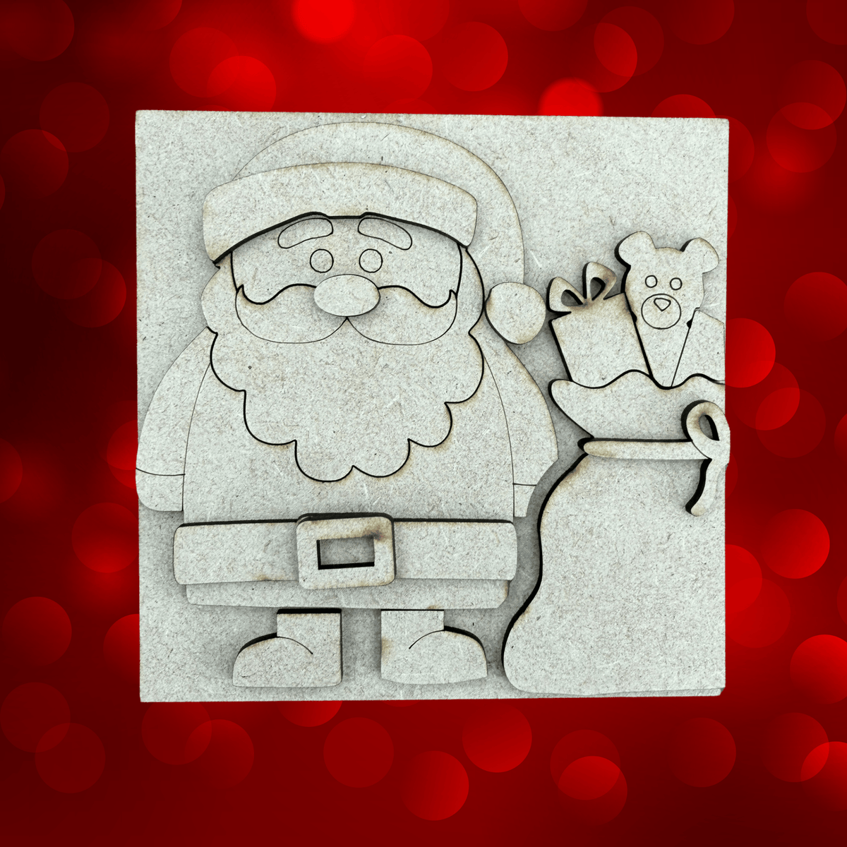 Santa Claus with Gift Sack Interchangeable Sign | 4.25 Inch DIY Unfinished Wood Craft