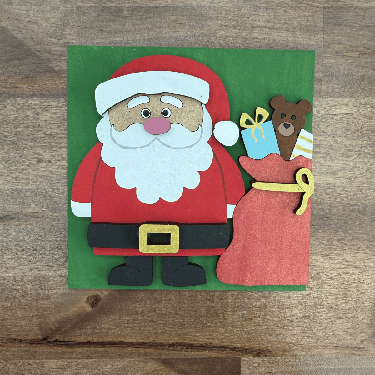 Santa Claus with Gift Sack Interchangeable Sign | 4.25 Inch DIY Unfinished Wood Craft