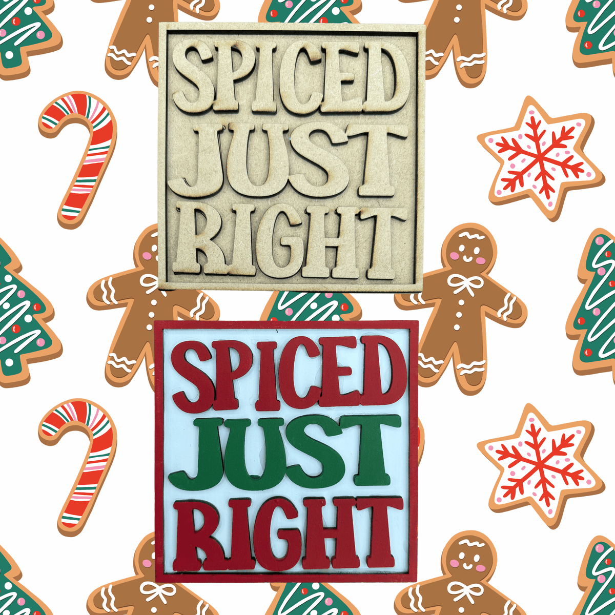 Christmas Spiced Just Right Sign Paint Project | 4.25 Inch Square DIY Christmas Project for Interchangeable Frames