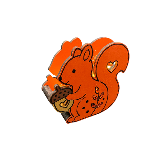 Squirrel Paint Craft Kit with LED Fairy Lights | Autumn Lighted Sitter