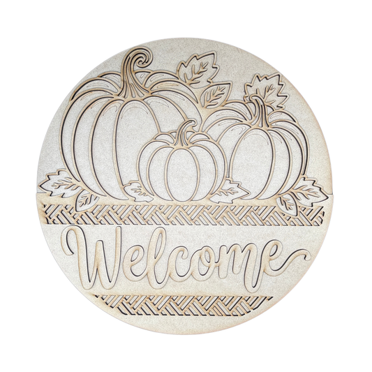 Pumpkin Welcome Sign Paint Kit | 14-Inch Fall Door Hanger
