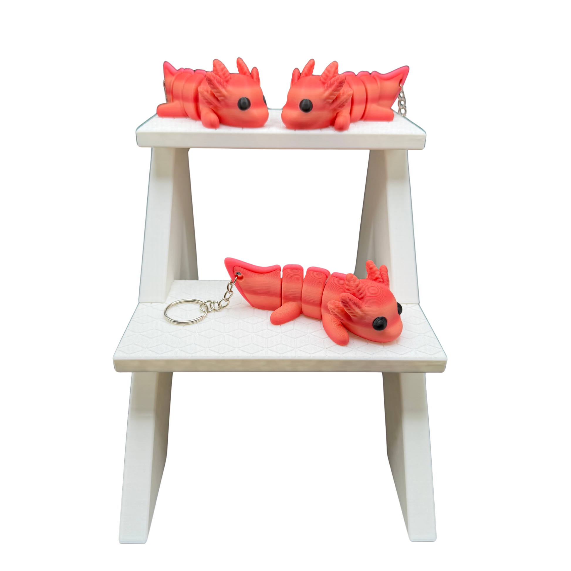 articulated axolotl keychain red 3d printed axolotl fidget toy