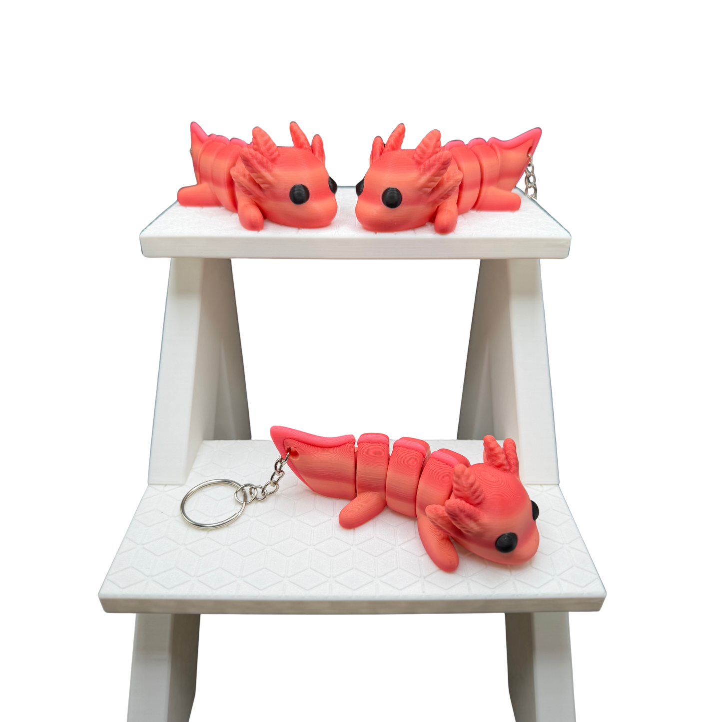 cute articulated axolotl keychain flexible animal toy