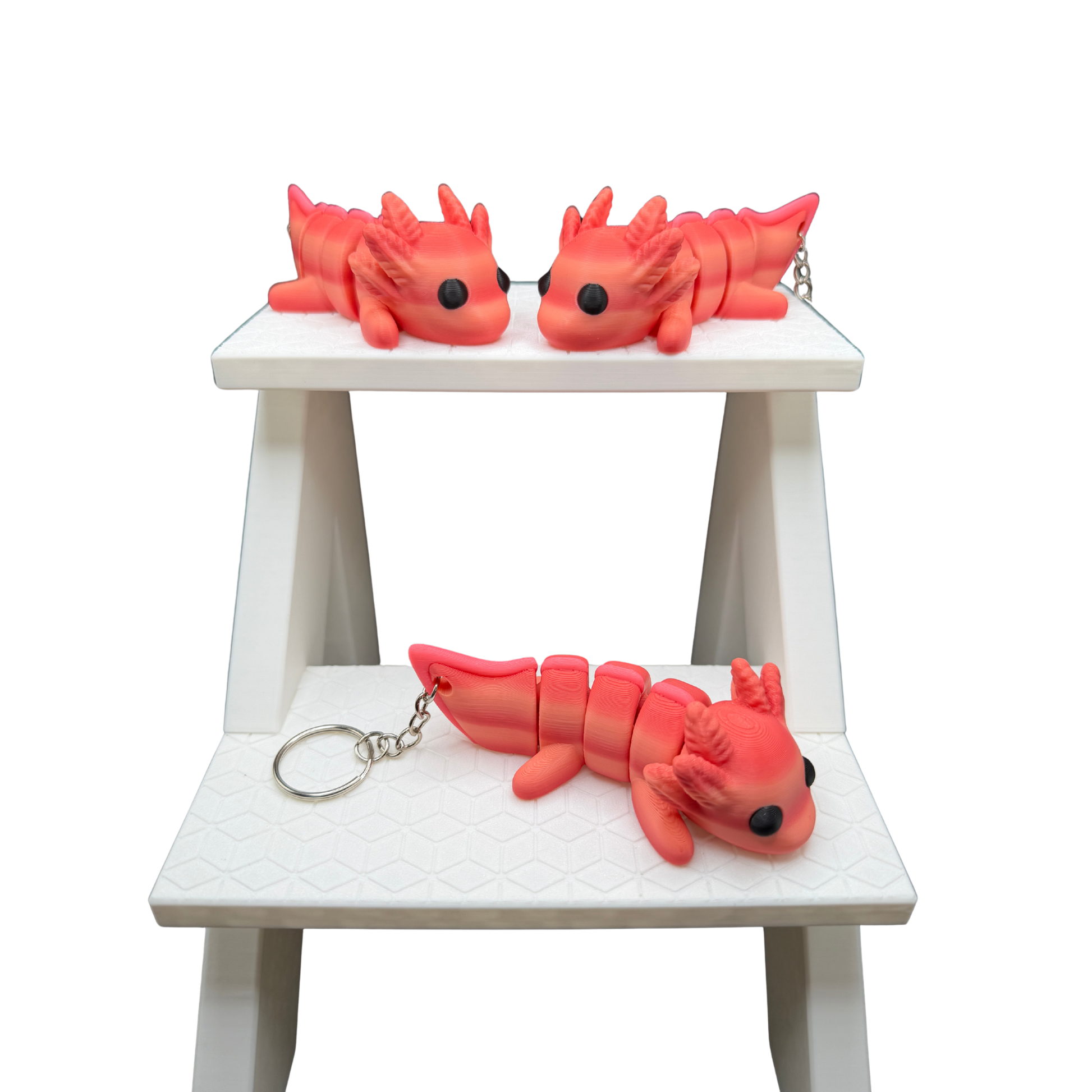 cute articulated axolotl keychain flexible animal toy