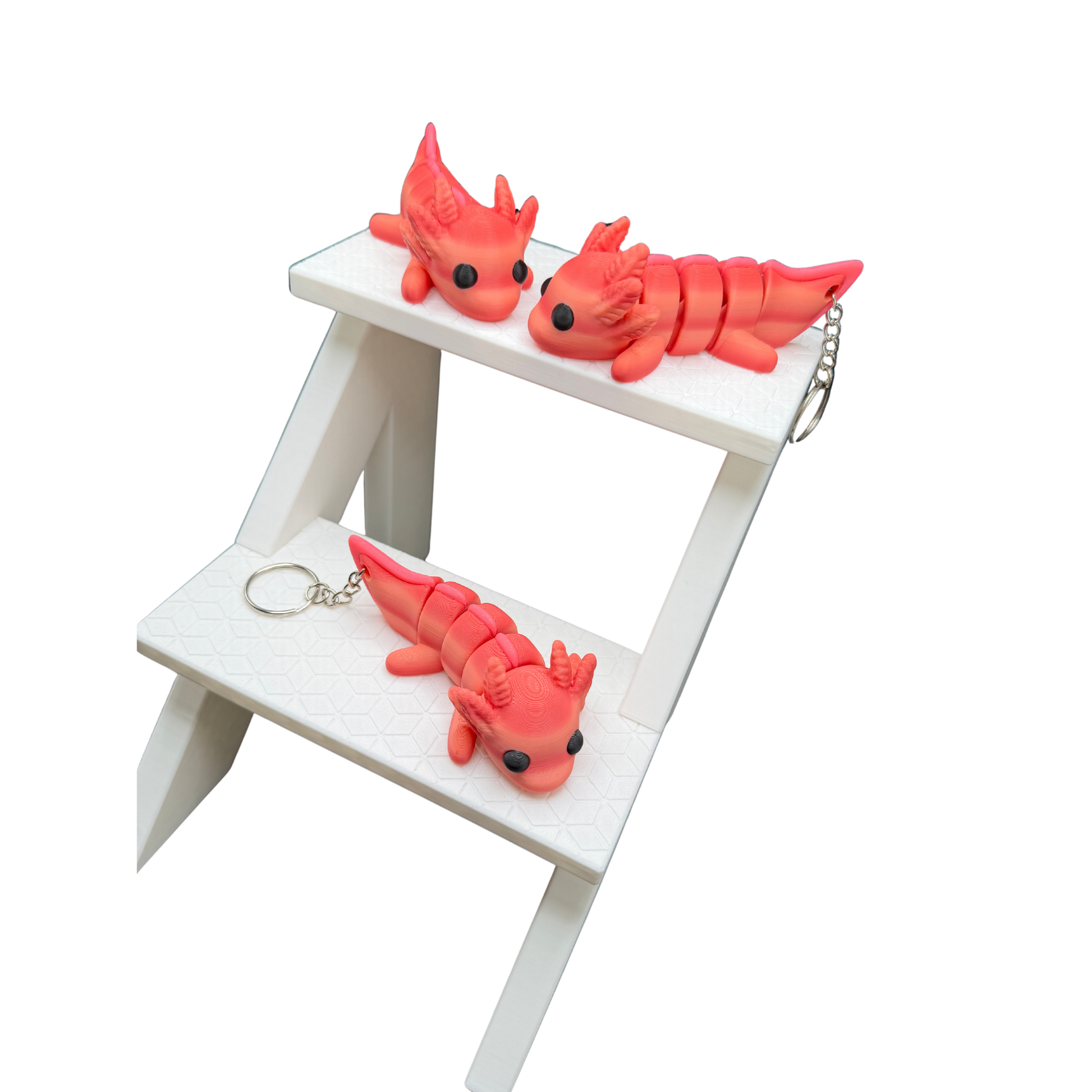 articulated axolotl keychain backpack charm with moving body