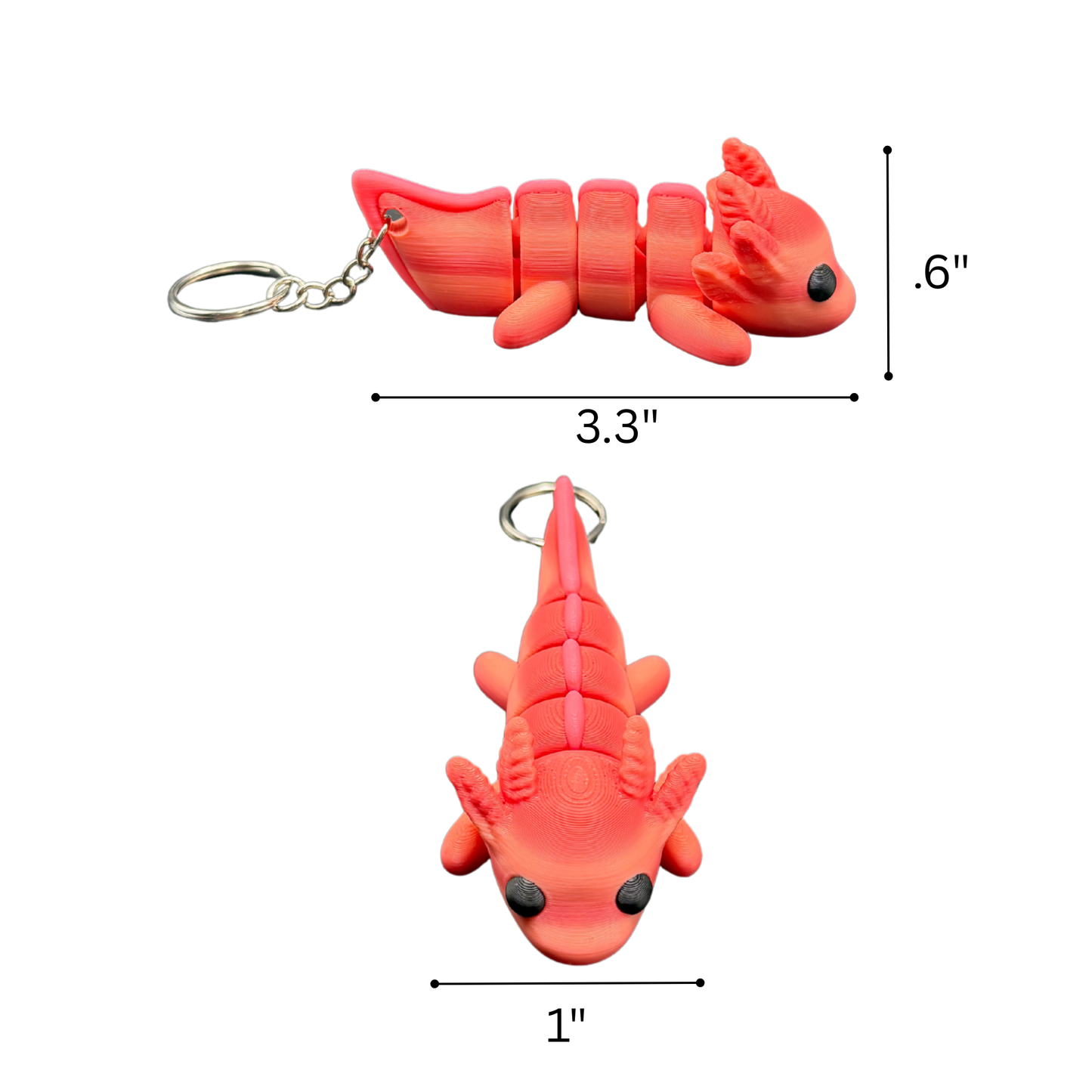 cute articulated axolotl keychain flexible animal toy
