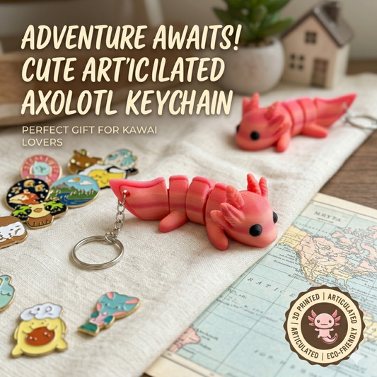 articulated axolotl keychain red 3d printed axolotl fidget toy