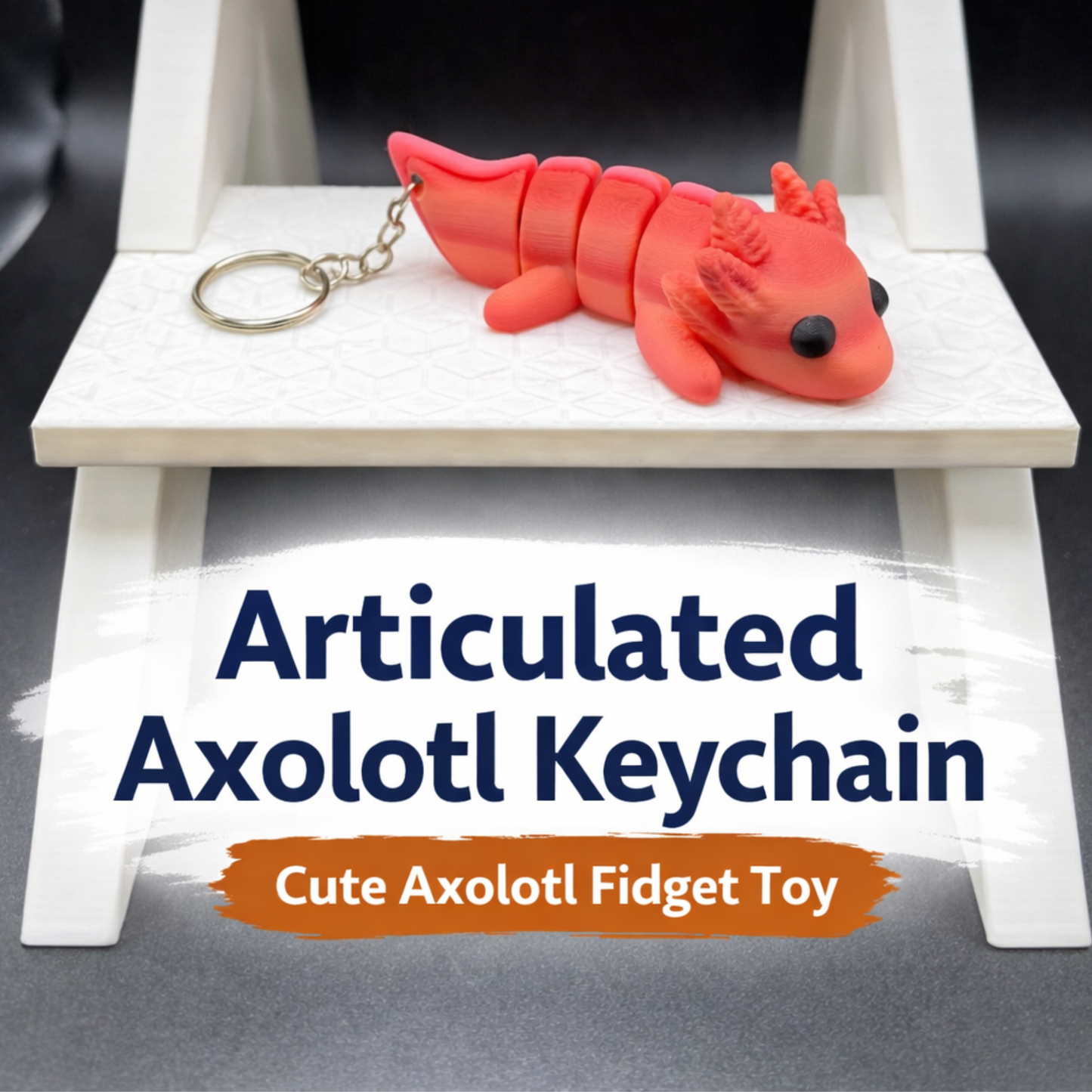 articulated axolotl keychain backpack charm with moving body