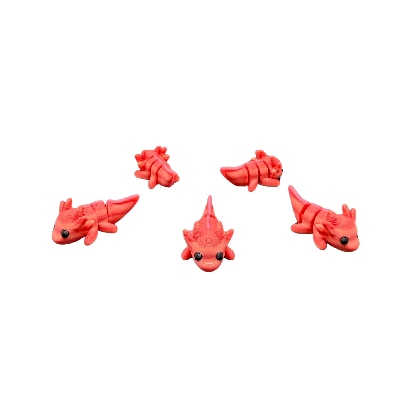tiny axolotl fidget toy collectible desk toy group display