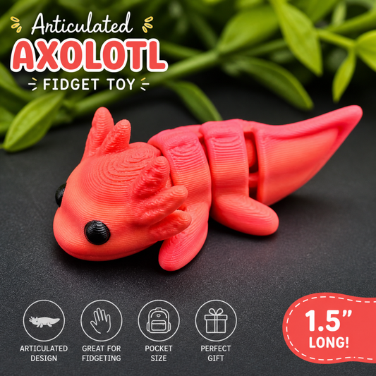 axolotl fidget toy mini 3d printed articulated animal close up