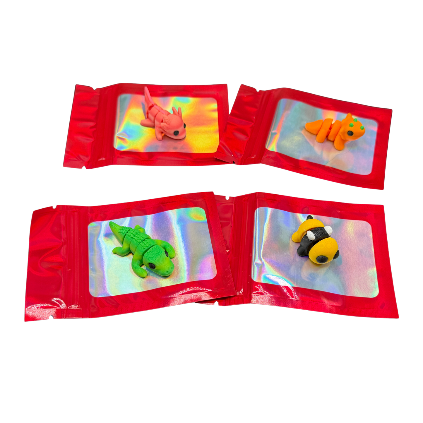 Kids Classroom Valentines with Mini 3d Printed Articulated Critters (Packs of 10)